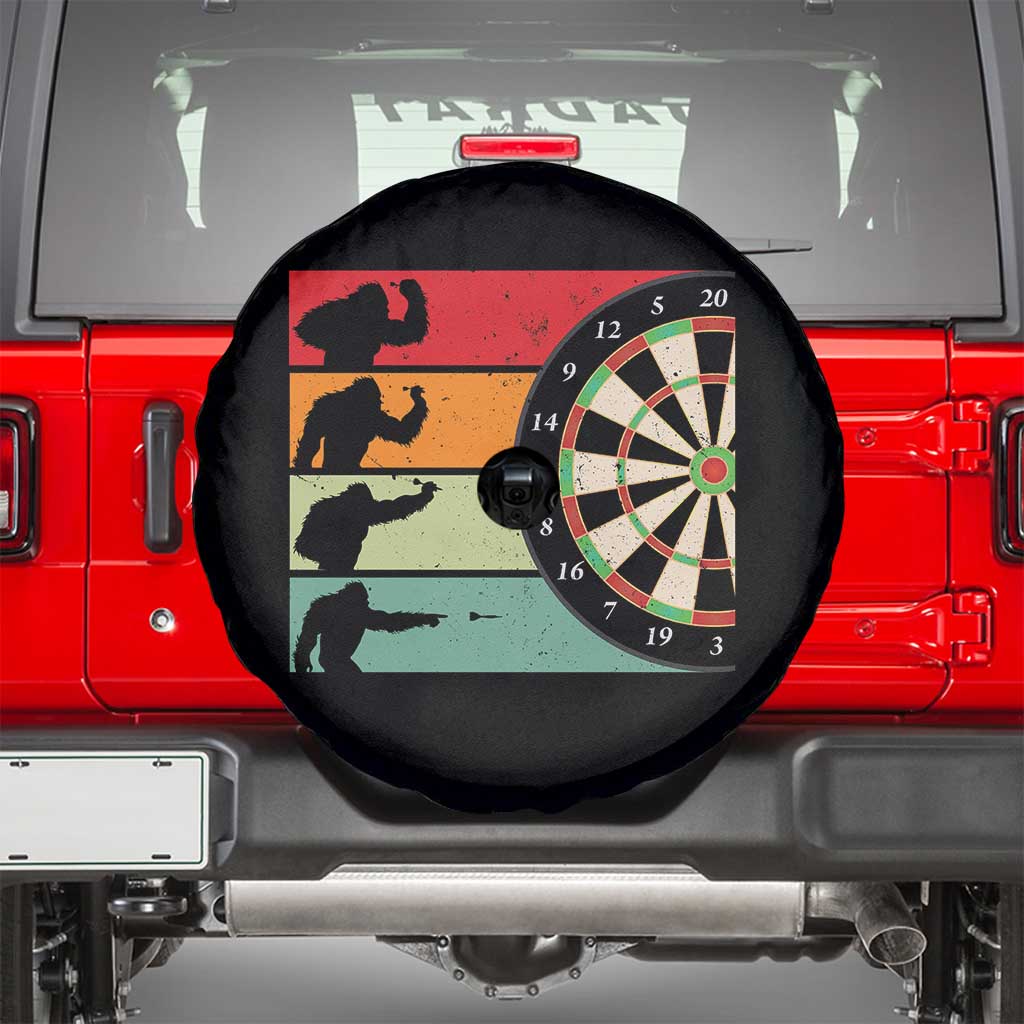 Funny Bigfoot Dart Player Crytid Sunset Retro Vintage Spare Tire Cover Dartist Gift TS12 Black Print Your Wear