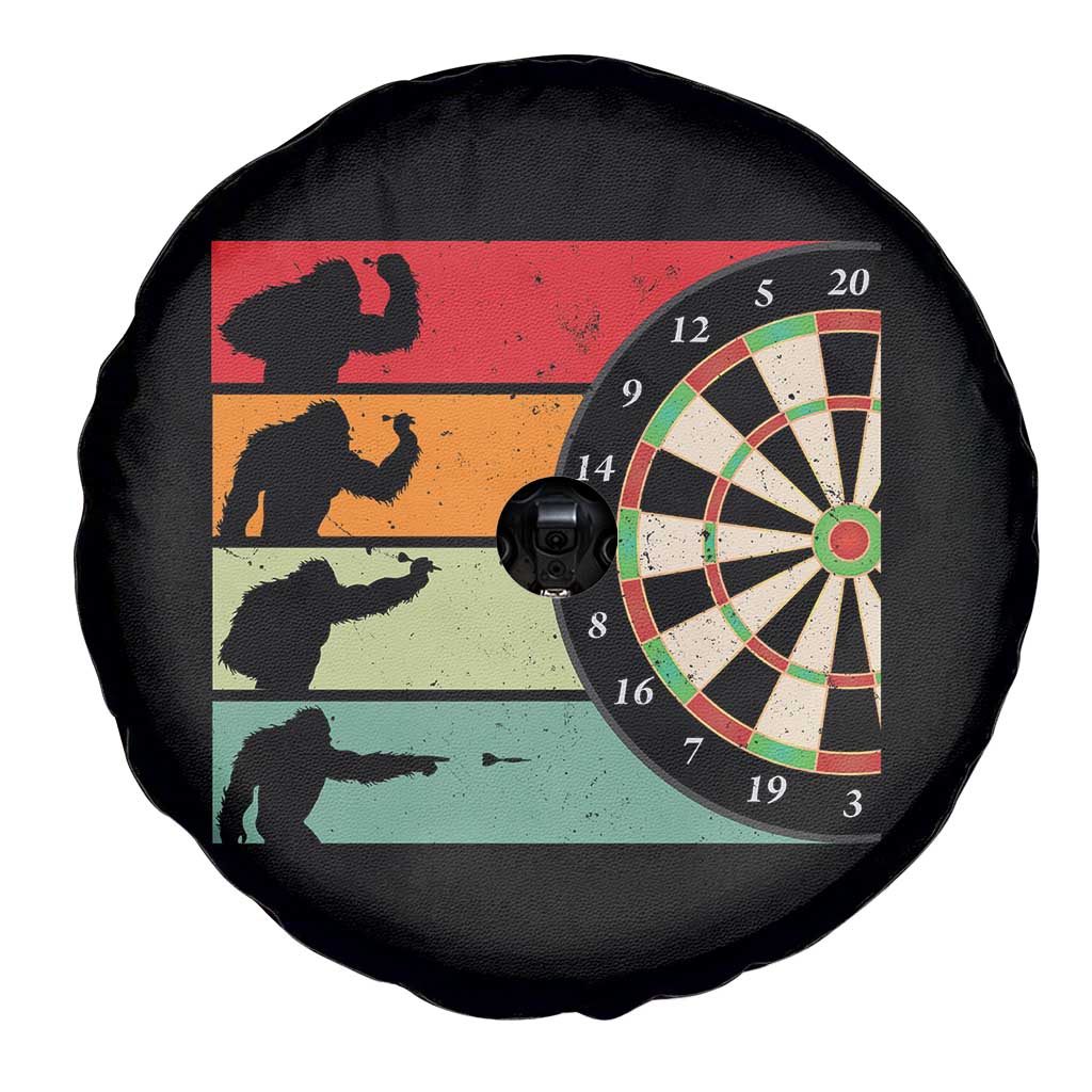 Funny Bigfoot Dart Player Crytid Sunset Retro Vintage Spare Tire Cover Dartist Gift TS12 Print Your Wear