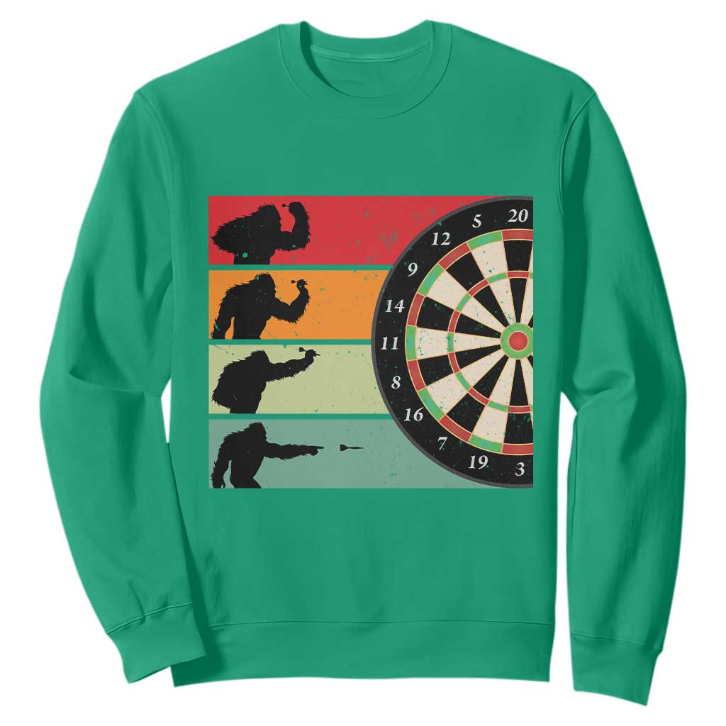 Funny Bigfoot Dart Player Crytid Sunset Retro Vintage Sweatshirt Dartist Gift TS12 Irish Green Print Your Wear
