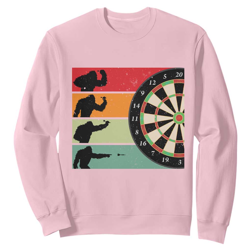 Funny Bigfoot Dart Player Crytid Sunset Retro Vintage Sweatshirt Dartist Gift TS12 Light Pink Print Your Wear