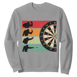 Funny Bigfoot Dart Player Crytid Sunset Retro Vintage Sweatshirt Dartist Gift TS12 Sport Gray Print Your Wear