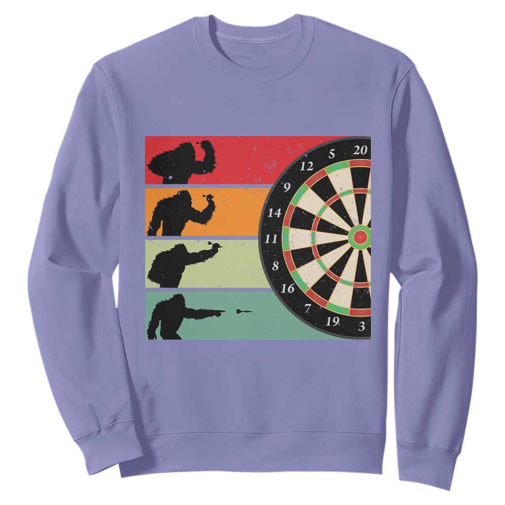 Funny Bigfoot Dart Player Crytid Sunset Retro Vintage Sweatshirt Dartist Gift TS12 Violet Print Your Wear