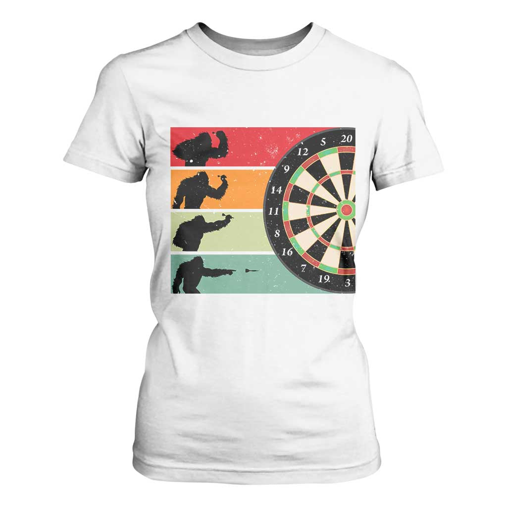 Funny Bigfoot Dart Player Crytid Sunset Retro Vintage T Shirt For Women Dartist Gift TS12 White Print Your Wear
