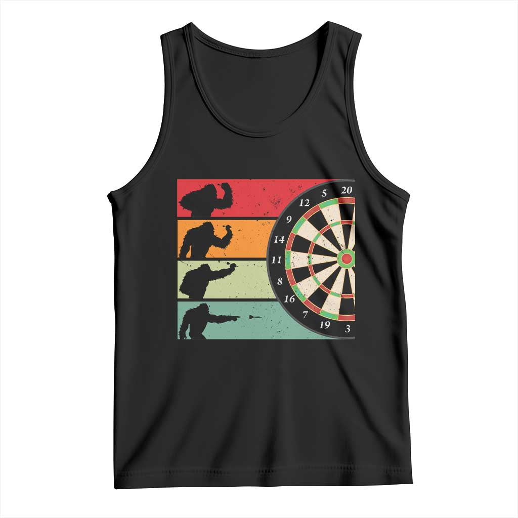 Funny Bigfoot Dart Player Crytid Sunset Retro Vintage Tank Top Dartist Gift TS12 Black Print Your Wear