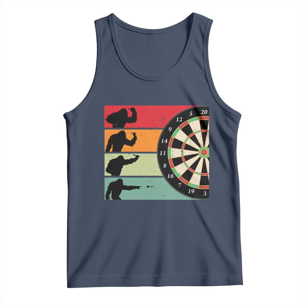 Funny Bigfoot Dart Player Crytid Sunset Retro Vintage Tank Top Dartist Gift TS12 Navy Print Your Wear