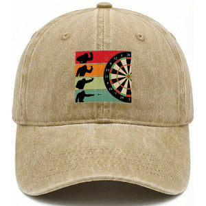 Funny Bigfoot Dart Player Crytid Sunset Retro Vintage Washed Cotton Baseball Cap Dartist Gift TS12 Print Your Wear