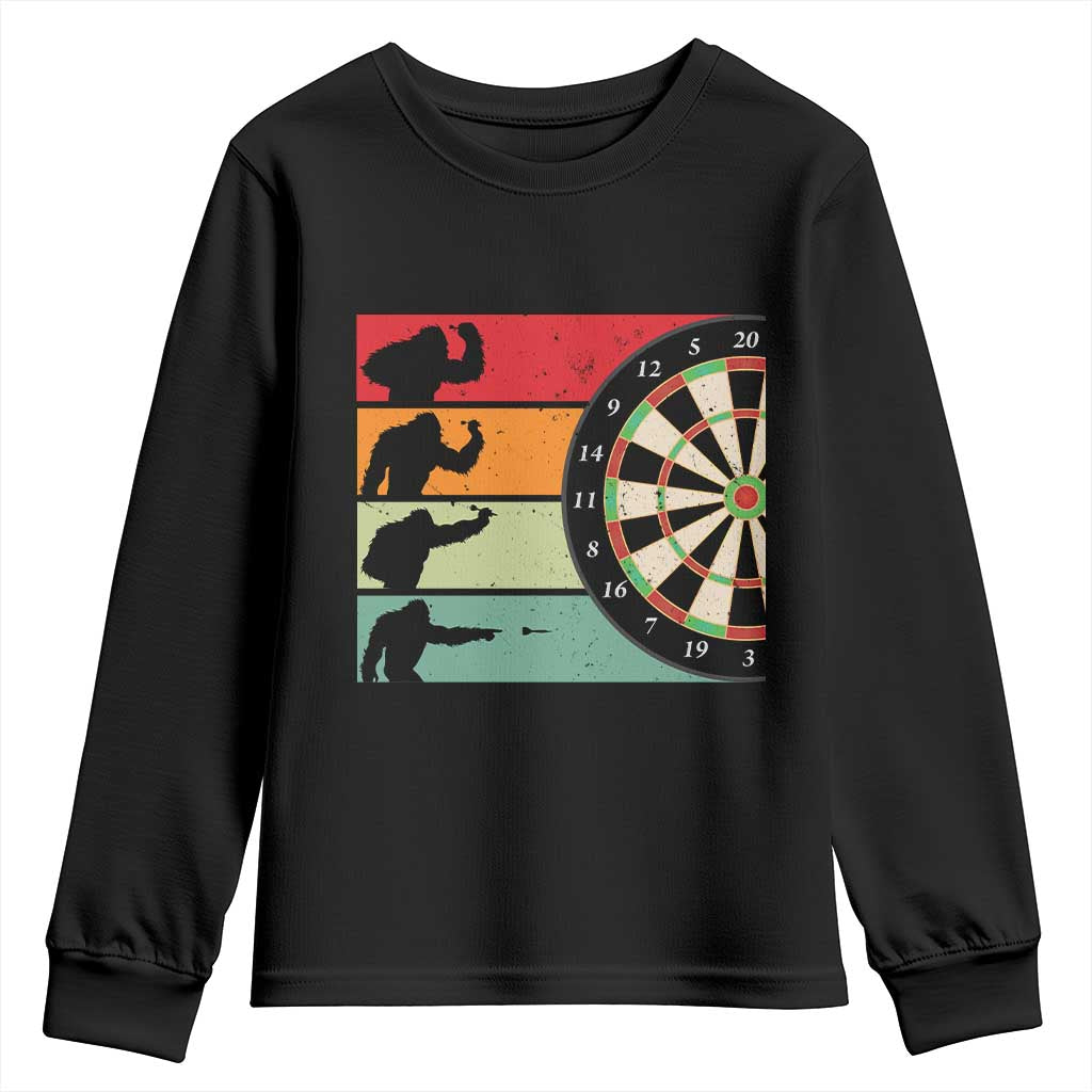 Funny Bigfoot Dart Player Crytid Sunset Retro Vintage Youth Sweatshirt Dartist Gift TS12 Black Print Your Wear