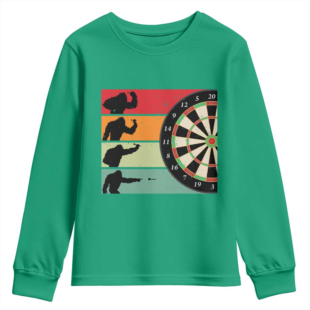 Funny Bigfoot Dart Player Crytid Sunset Retro Vintage Youth Sweatshirt Dartist Gift TS12 Irish Green Print Your Wear