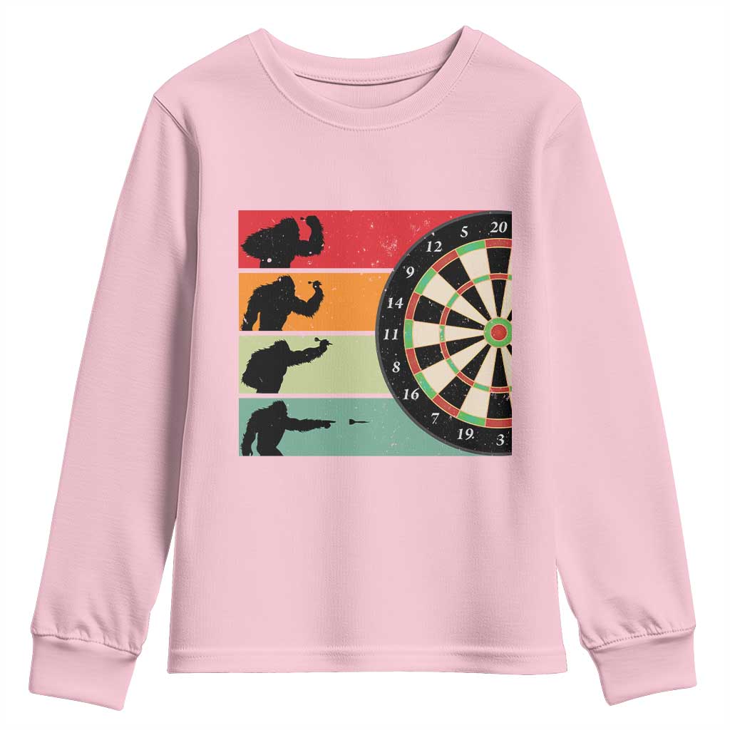 Funny Bigfoot Dart Player Crytid Sunset Retro Vintage Youth Sweatshirt Dartist Gift TS12 Light Pink Print Your Wear
