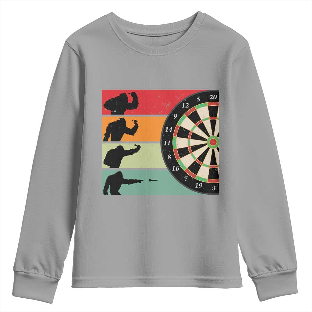 Funny Bigfoot Dart Player Crytid Sunset Retro Vintage Youth Sweatshirt Dartist Gift TS12 Sport Gray Print Your Wear