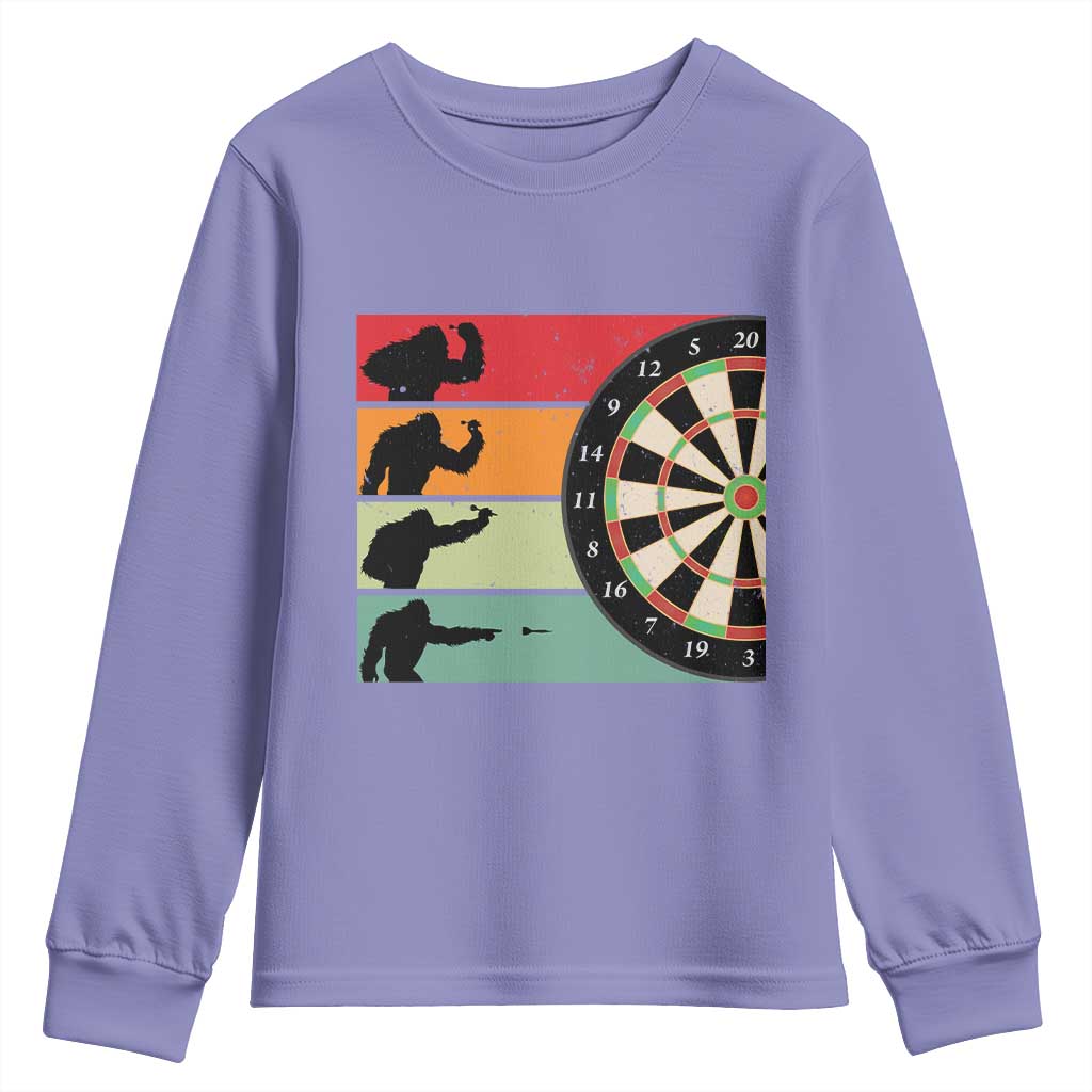 Funny Bigfoot Dart Player Crytid Sunset Retro Vintage Youth Sweatshirt Dartist Gift TS12 Violet Print Your Wear