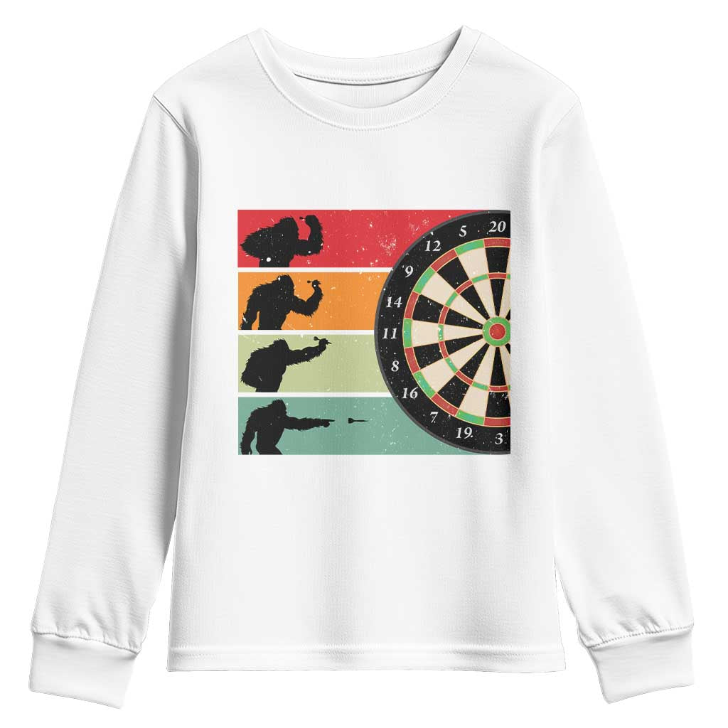 Funny Bigfoot Dart Player Crytid Sunset Retro Vintage Youth Sweatshirt Dartist Gift TS12 White Print Your Wear
