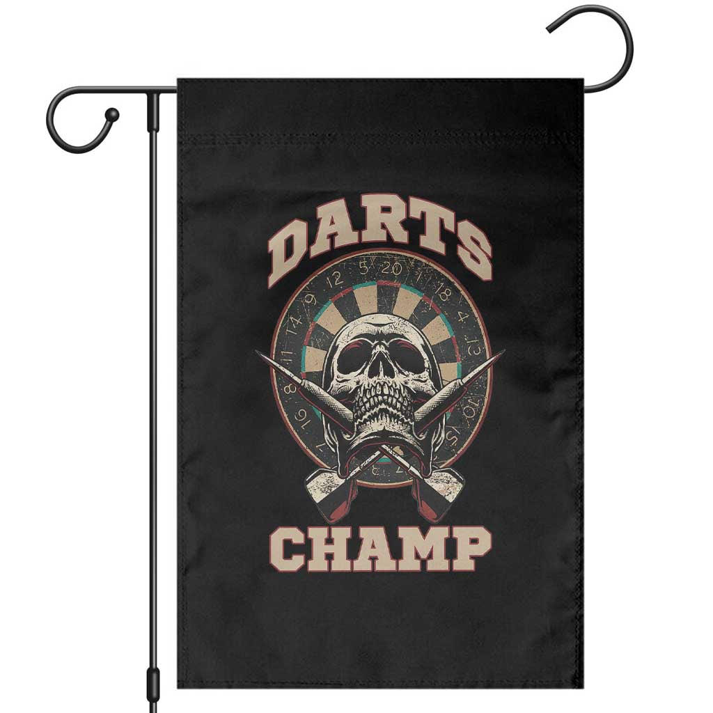 Darts Player Champion Garden Flag Skull Dartboard Retro Style TS12 Black Print Your Wear