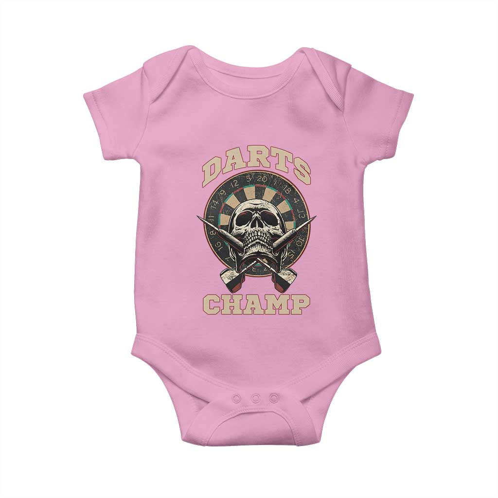 Darts Player Champion Baby Onesie Skull Dartboard Retro Style TS12 Light Pink Print Your Wear