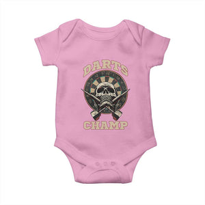 Darts Player Champion Baby Onesie Skull Dartboard Retro Style TS12 Light Pink Print Your Wear