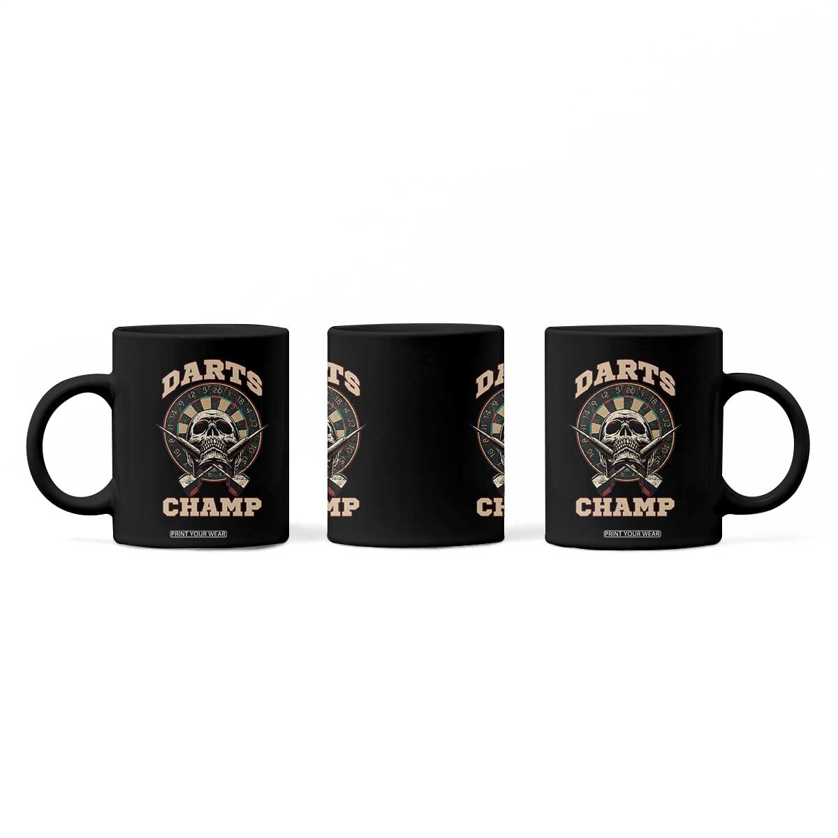 Darts Player Champion Coffee Mug Skull Dartboard Retro Style TS12 Print Your Wear