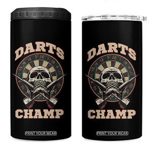 Darts Player Champion 4 in 1 Can Cooler Tumbler Skull Dartboard Retro Style TS12 One Size: 16 oz Black Print Your Wear