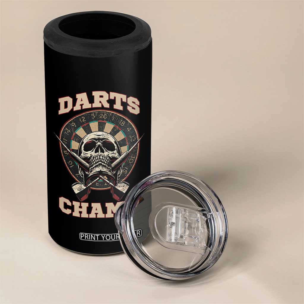 Darts Player Champion 4 in 1 Can Cooler Tumbler Skull Dartboard Retro Style TS12 Print Your Wear