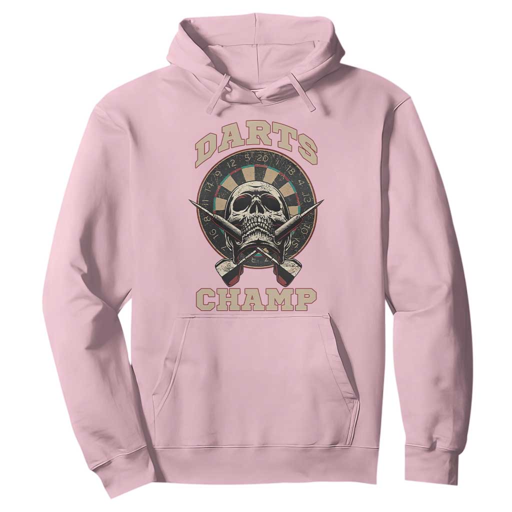 Darts Player Champion Hoodie Skull Dartboard Retro Style TS12 Light Pink Print Your Wear