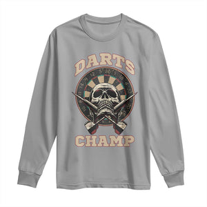 Darts Player Champion Long Sleeve Shirt Skull Dartboard Retro Style TS12 Sport Gray Print Your Wear