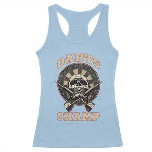 Darts Player Champion Racerback Tank Top Skull Dartboard Retro Style TS12 Light Blue Print Your Wear