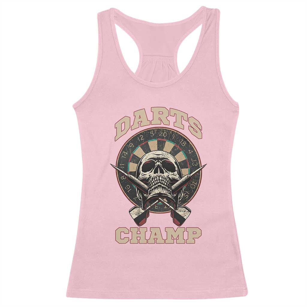 Darts Player Champion Racerback Tank Top Skull Dartboard Retro Style TS12 Light Pink Print Your Wear