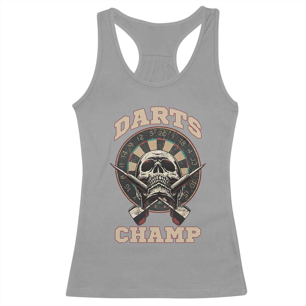 Darts Player Champion Racerback Tank Top Skull Dartboard Retro Style TS12 Sport Gray Print Your Wear