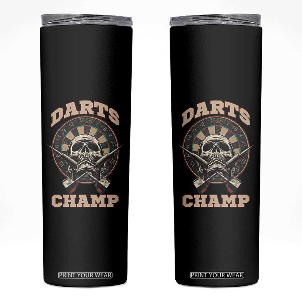 Darts Player Champion Skinny Tumbler Skull Dartboard Retro Style TS12 Black Print Your Wear