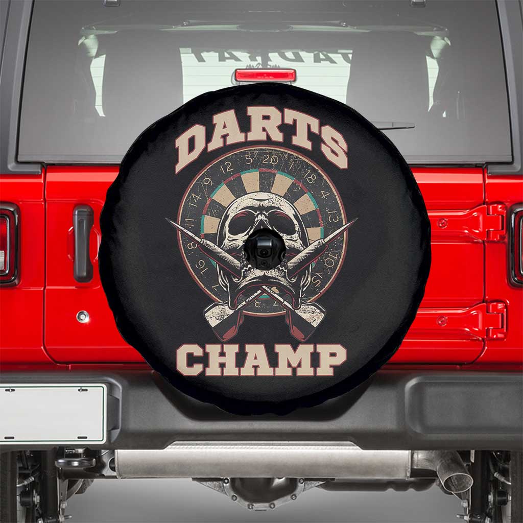 Darts Player Champion Spare Tire Cover Skull Dartboard Retro Style TS12 Black Print Your Wear