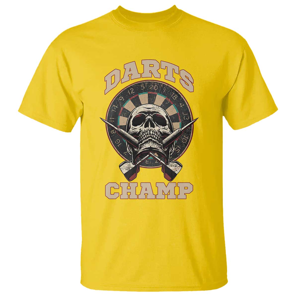 Darts Player Champion T Shirt Skull Dartboard Retro Style TS12 Daisy Print Your Wear