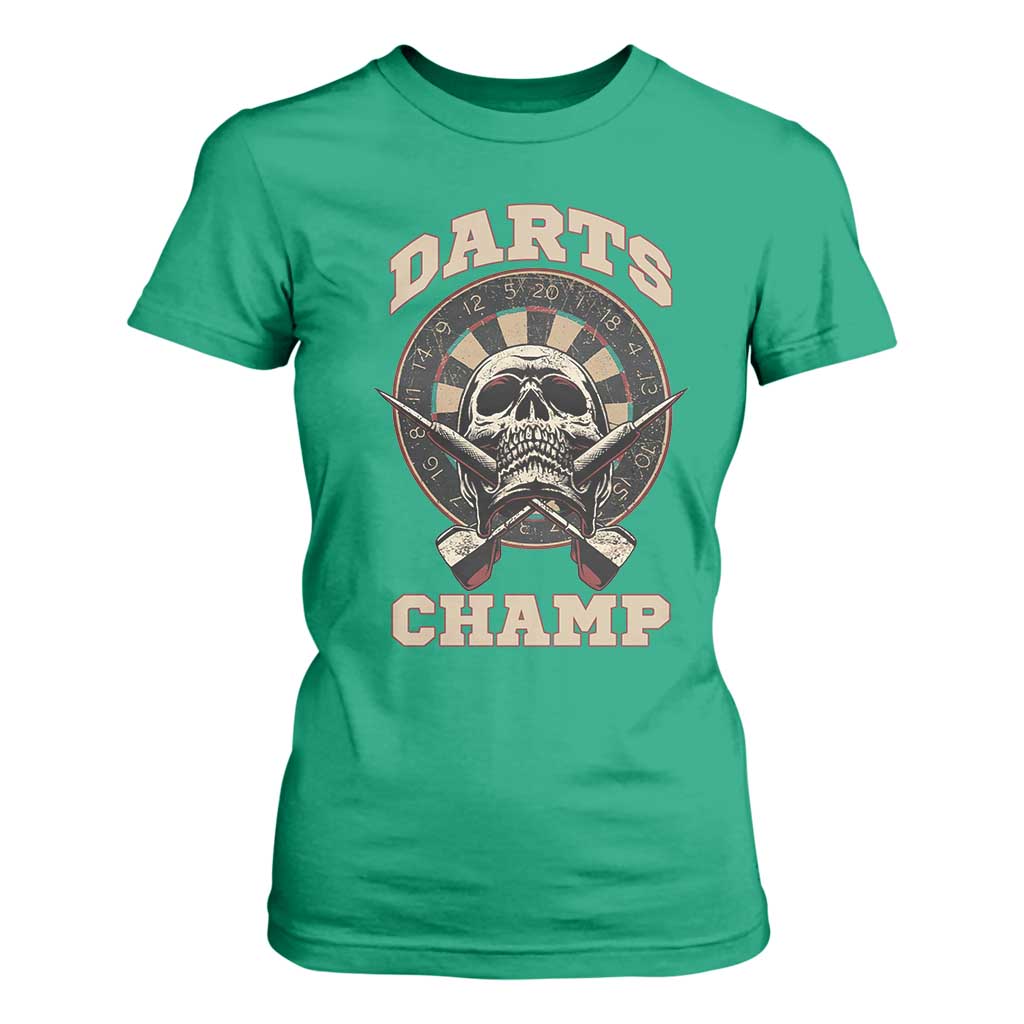 Darts Player Champion T Shirt For Women Skull Dartboard Retro Style TS12 Irish Green Print Your Wear
