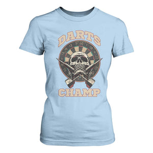 Darts Player Champion T Shirt For Women Skull Dartboard Retro Style TS12 Light Blue Print Your Wear