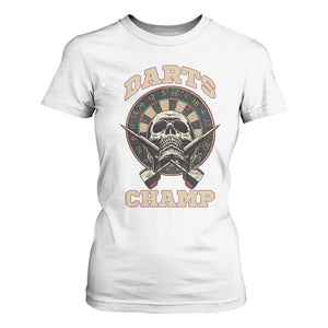 Darts Player Champion T Shirt For Women Skull Dartboard Retro Style TS12 White Print Your Wear
