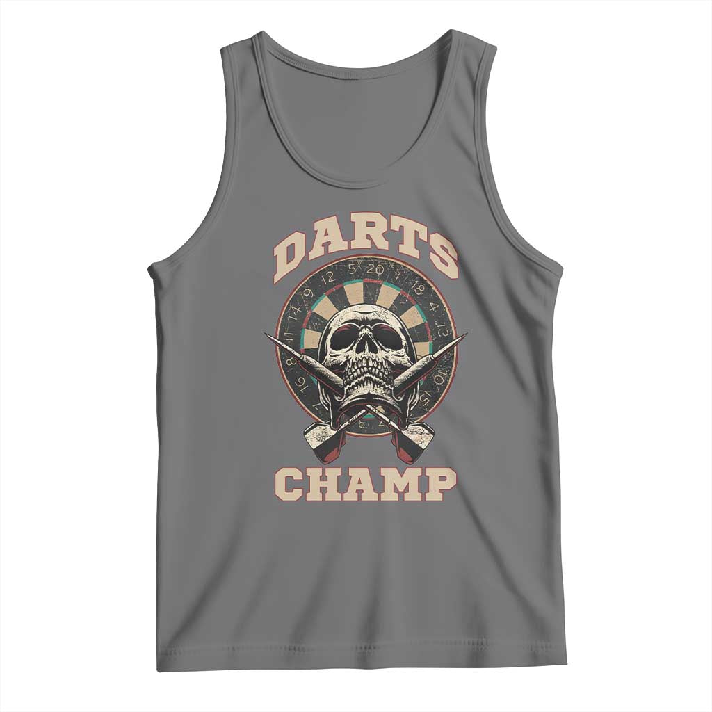 Darts Player Champion Tank Top Skull Dartboard Retro Style TS12 Black Heather Print Your Wear
