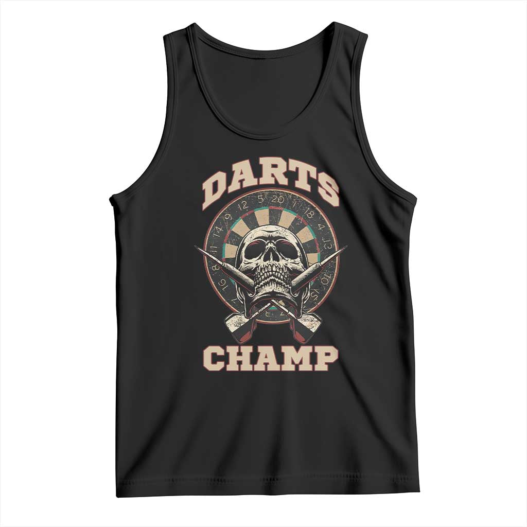 Darts Player Champion Tank Top Skull Dartboard Retro Style TS12 Black Print Your Wear
