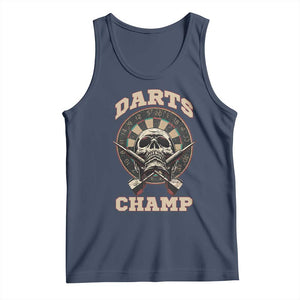 Darts Player Champion Tank Top Skull Dartboard Retro Style TS12 Navy Print Your Wear