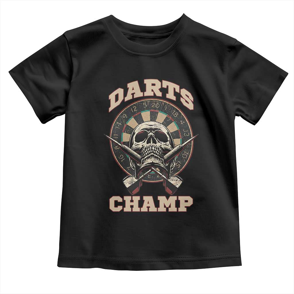 Darts Player Champion Toddler T Shirt Skull Dartboard Retro Style TS12 Black Print Your Wear