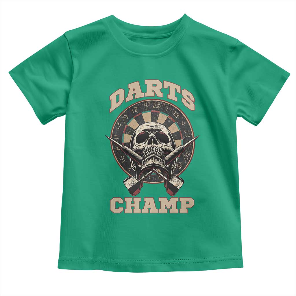 Darts Player Champion Toddler T Shirt Skull Dartboard Retro Style TS12 Irish Green Print Your Wear