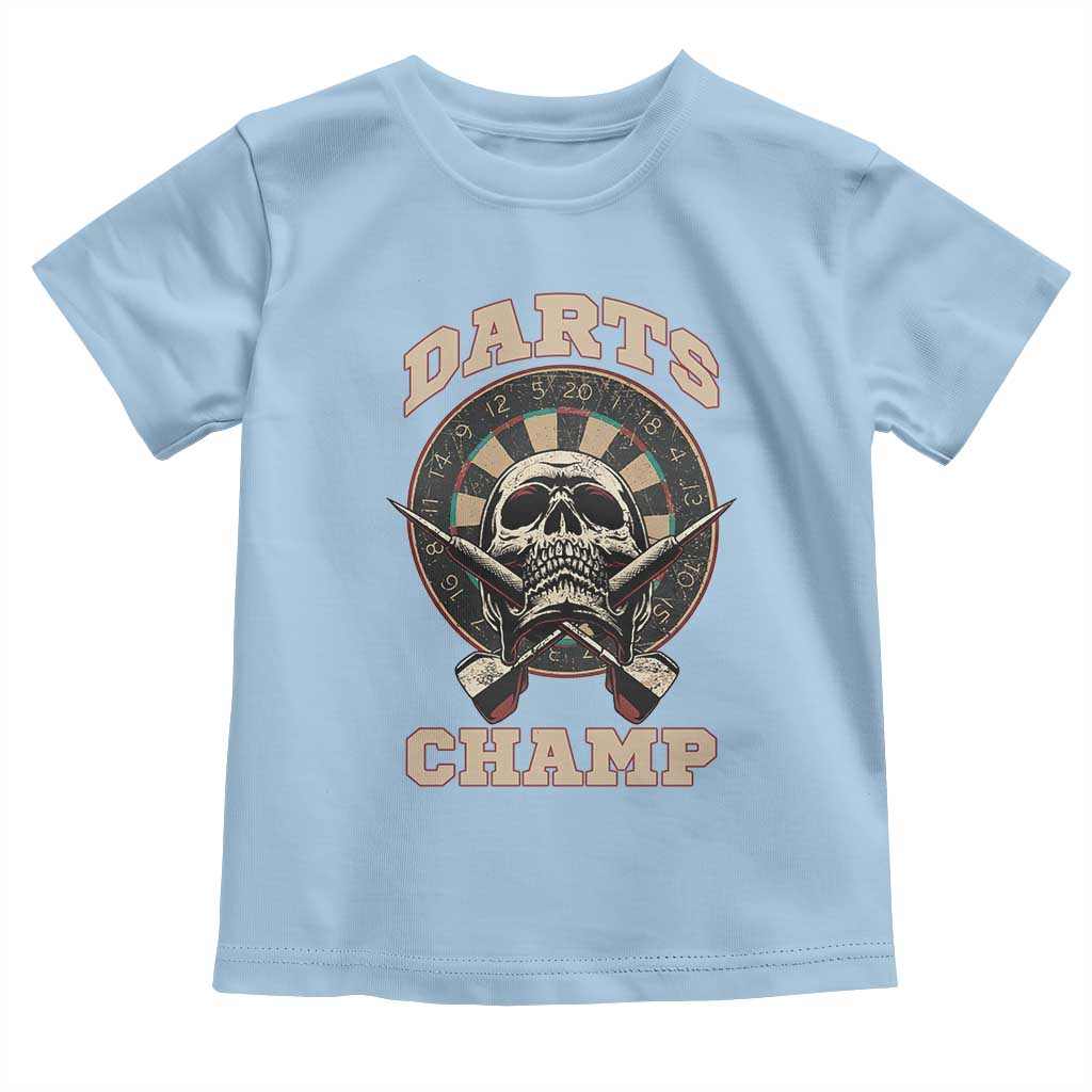 Darts Player Champion Toddler T Shirt Skull Dartboard Retro Style TS12 Light Blue Print Your Wear