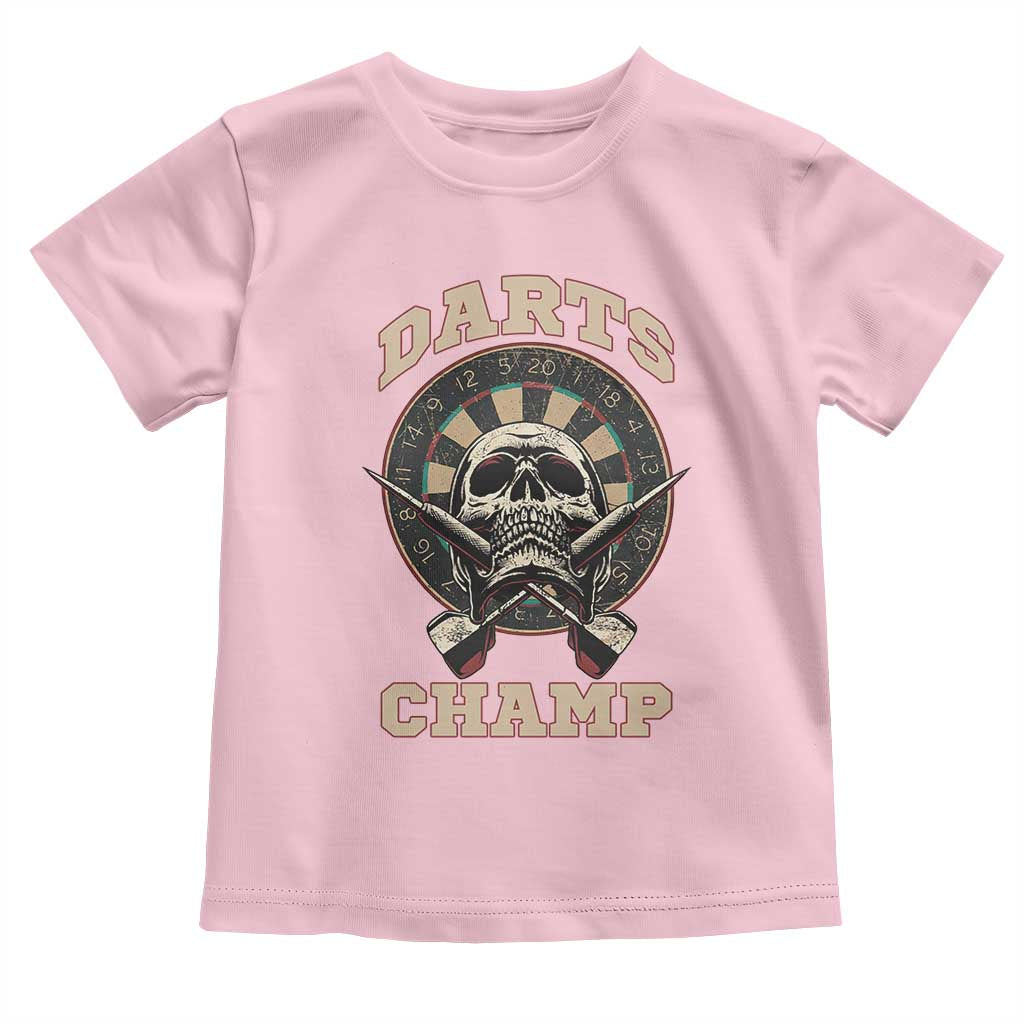 Darts Player Champion Toddler T Shirt Skull Dartboard Retro Style TS12 Light Pink Print Your Wear
