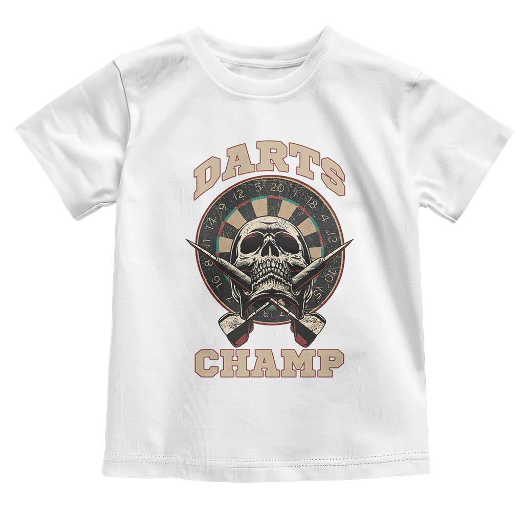 Darts Player Champion Toddler T Shirt Skull Dartboard Retro Style TS12 White Print Your Wear