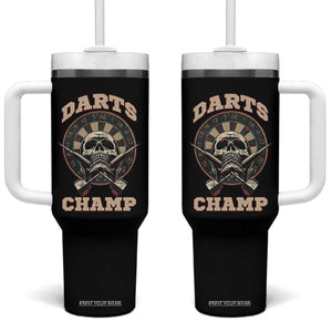 Darts Player Champion Tumbler With Handle Skull Dartboard Retro Style TS12 One Size: 40 oz Black Print Your Wear