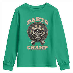 Darts Player Champion Youth Sweatshirt Skull Dartboard Retro Style TS12 Irish Green Print Your Wear