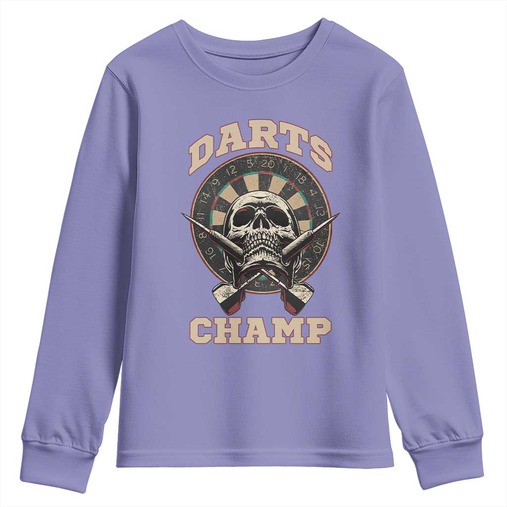 Darts Player Champion Youth Sweatshirt Skull Dartboard Retro Style TS12 Violet Print Your Wear