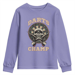 Darts Player Champion Youth Sweatshirt Skull Dartboard Retro Style TS12 Violet Print Your Wear