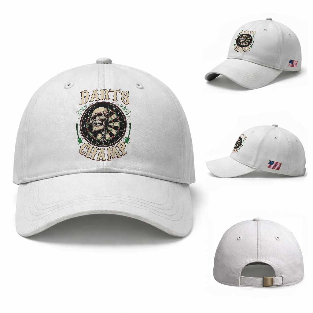 Skull Dartboard Retro Vintage Baseball Cap Darts Player Champion Gift TS12 Baseball Cap Universal Fit White Print Your Wear