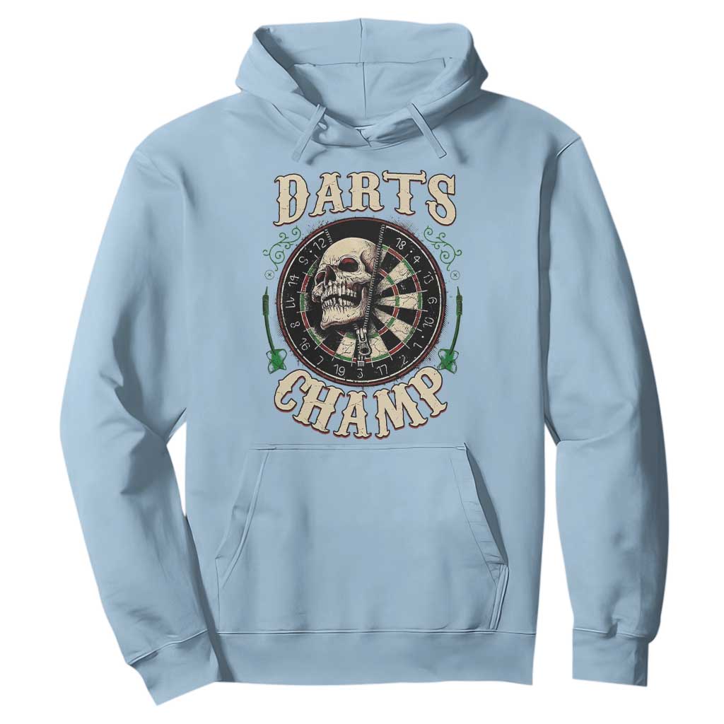 Skull Dartboard Retro Vintage Hoodie Darts Player Champion Gift TS12 Light Blue Print Your Wear