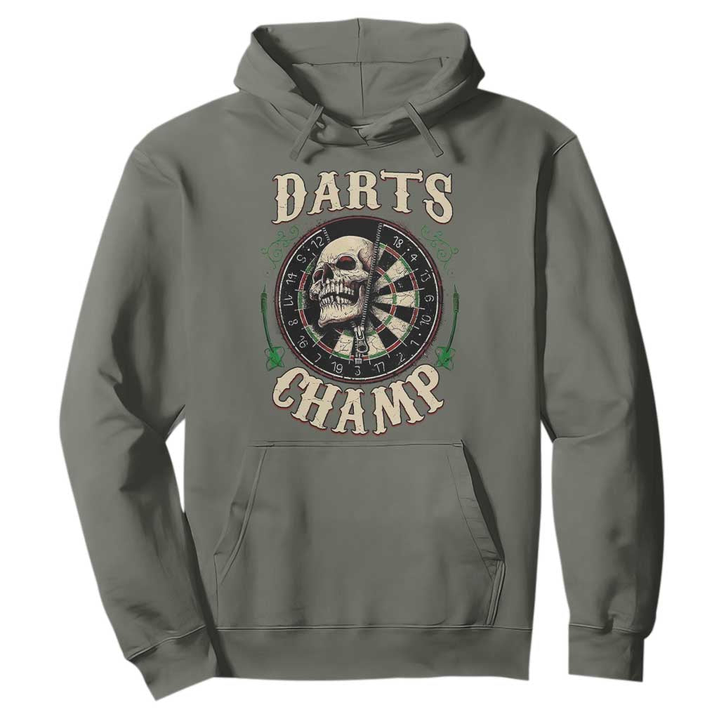 Skull Dartboard Retro Vintage Hoodie Darts Player Champion Gift TS12 Military Green Print Your Wear