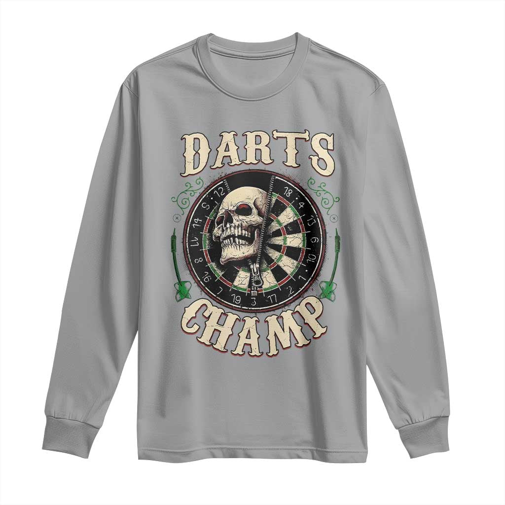 Skull Dartboard Retro Vintage Long Sleeve Shirt Darts Player Champion Gift TS12 Sport Gray Print Your Wear