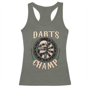 Skull Dartboard Retro Vintage Racerback Tank Top Darts Player Champion Gift TS12 Military Green Print Your Wear